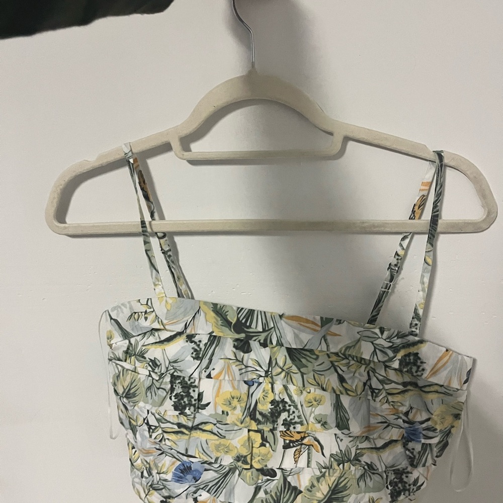 Abercrombie & Fitch Cream Ruched Crop Camisole & skirt